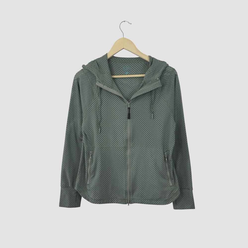 Carve Designs Medium Mesh Zip Hoodie Jacket Green Long Sleeve Womens